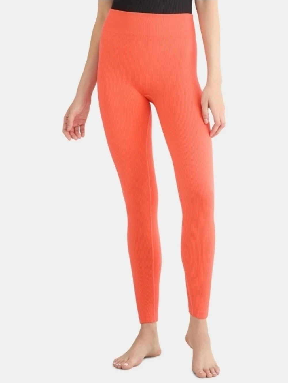 2pk Ozark Trail Women's XL Seamless Ribbed Thermal Ribbed Legging Coral Zest - Picture 4 of 12